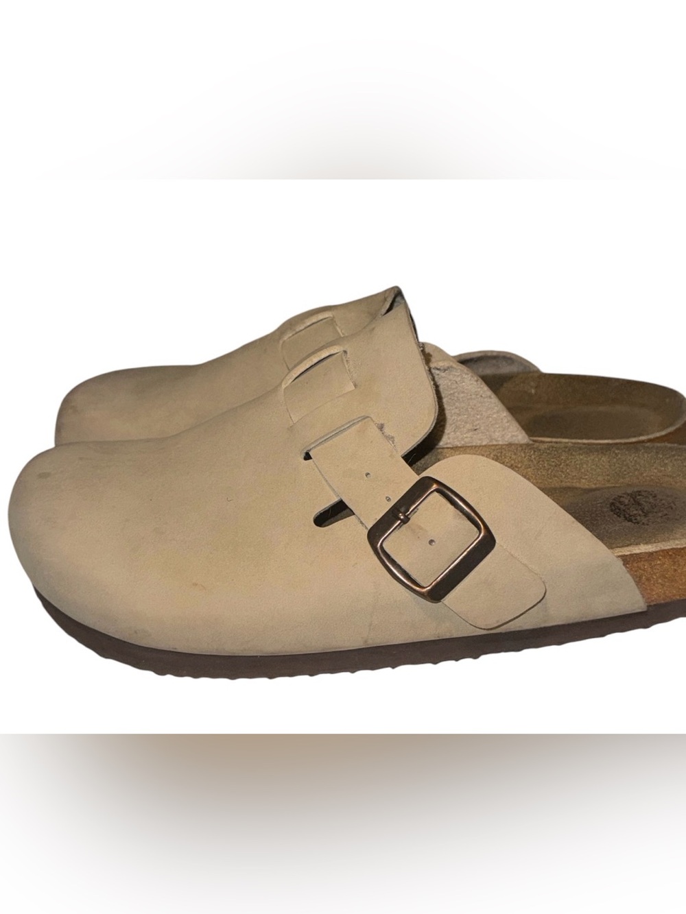 Women's Neutral Beige Buckle Slide Clog